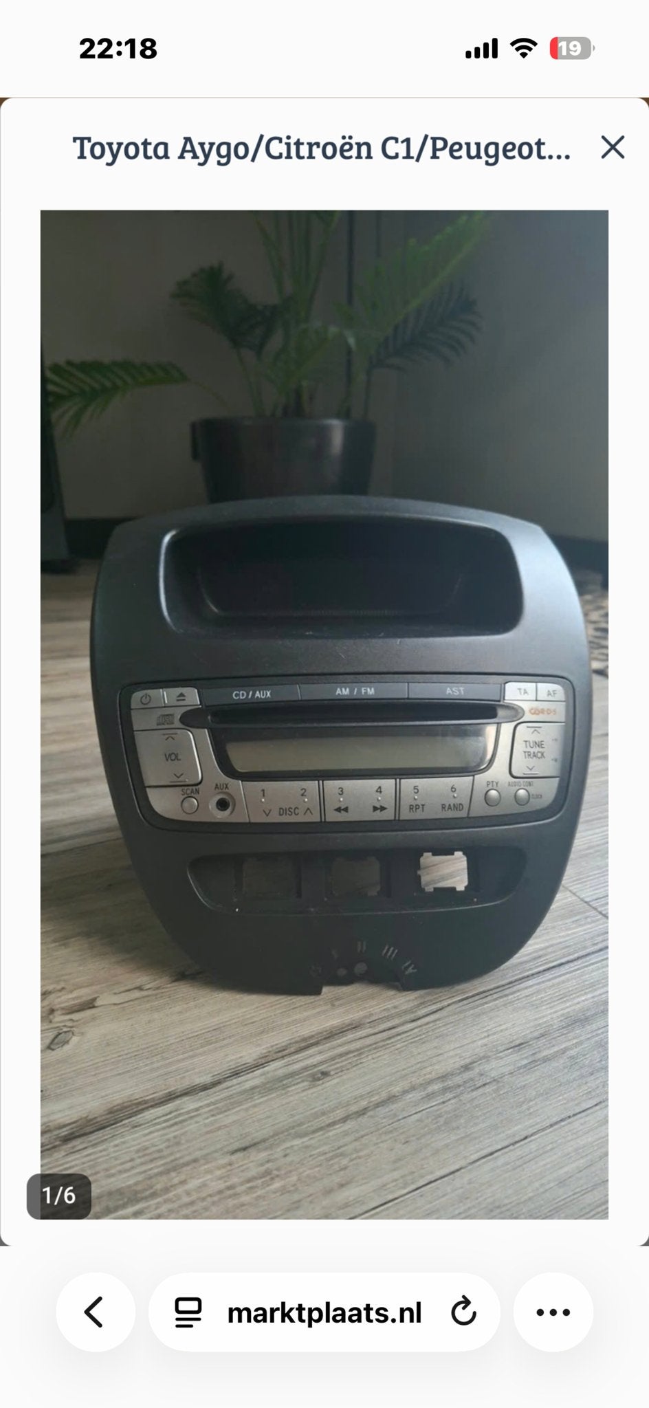 Radio/CD-speler voor Toyota Aygo/Citroën C1/Peugeot 107, Verzenden, Gebruikt