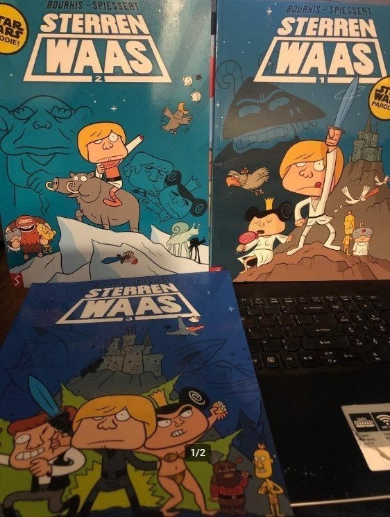 sterren waas 3 deeltjes star wars parodie k2&n2, Eén stripboek, Ophalen of Verzenden, Zo goed als nieuw