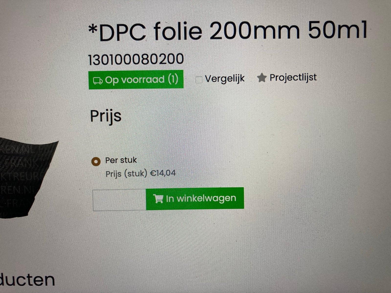 Nieuwe DPC folie 200mm x 50m1, Ophalen, Nieuw, 15 m² of meer, Folie