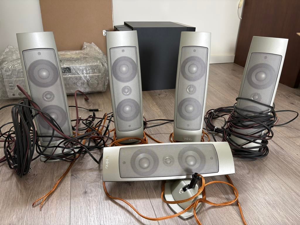 Infinity Oreus luidsprekers / suroundset 5x 150watt, Audio, Tv en Foto, Luidsprekers, Overige merken, Ophalen of Verzenden, Zo goed als nieuw