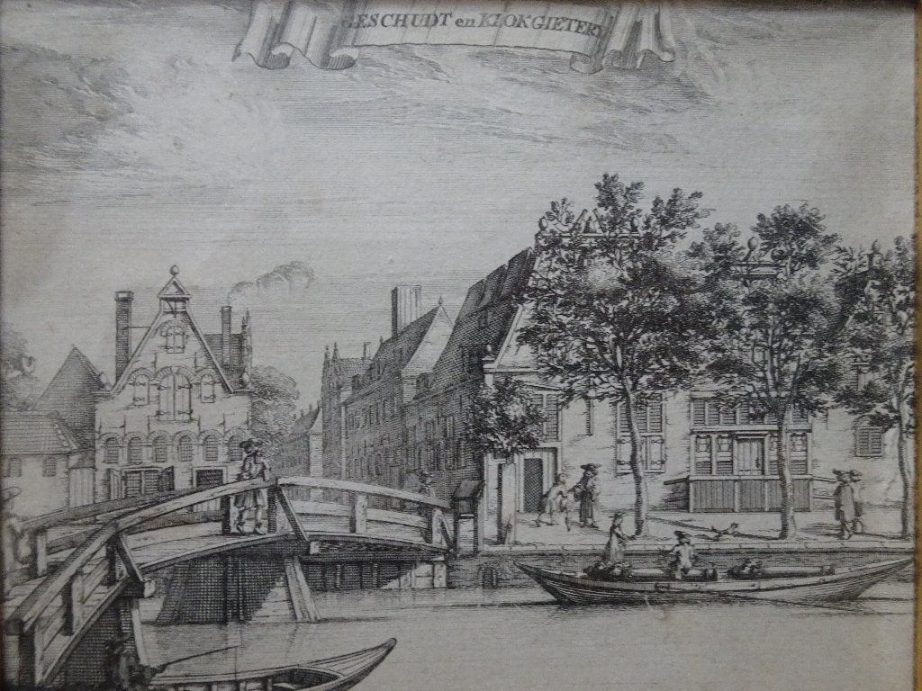 gravure Lijnbaansgracht Amsterdam Commelin 1691, Verzenden, Stadsgezicht, Ingelijst, Gravure