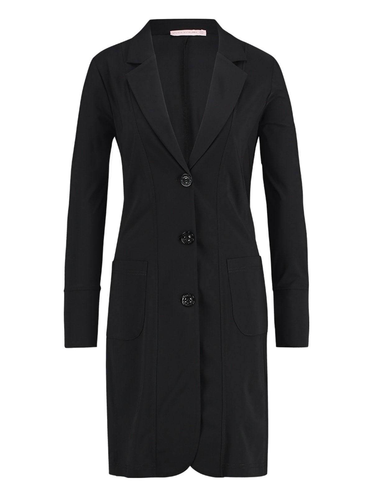 Stijlvolle lange zwarte blazer Studio Anneloes XL, Ophalen, Zwart, Maat 46/48 (XL) of groter, Jasje