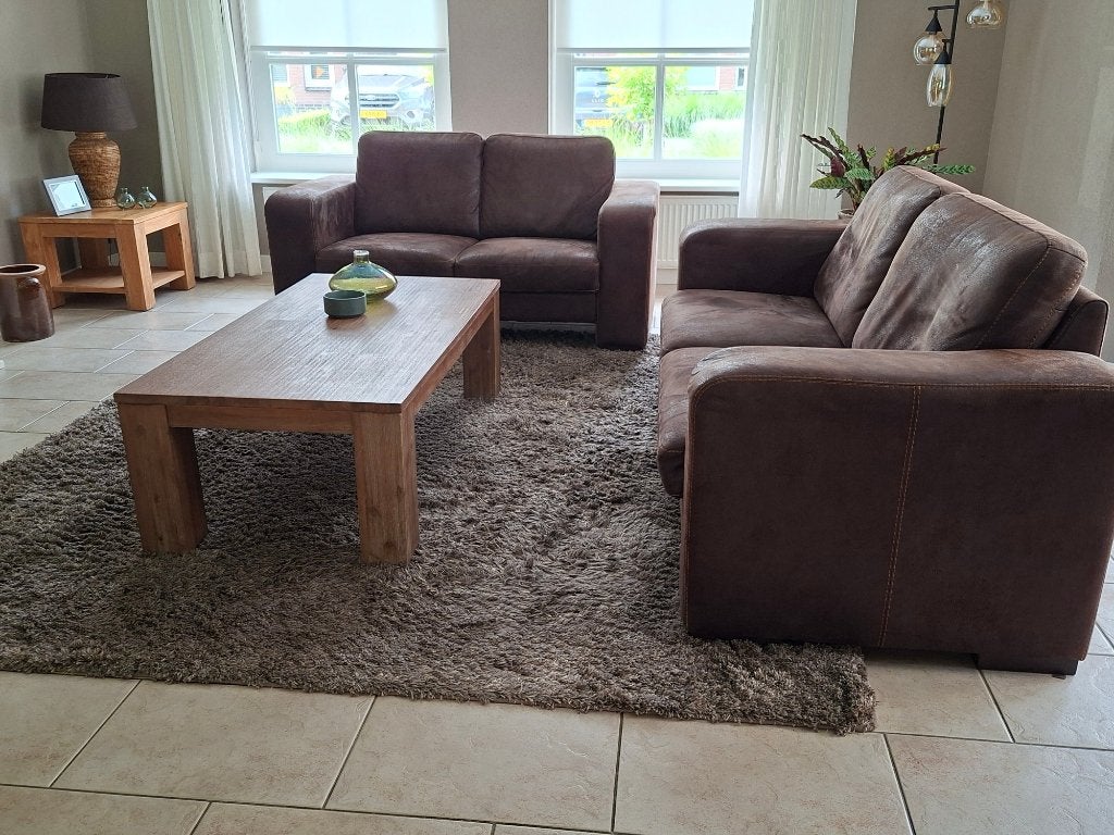 bankstel leder bruin, Ophalen, Gebruikt, 150 tot 200 cm, Tweepersoons