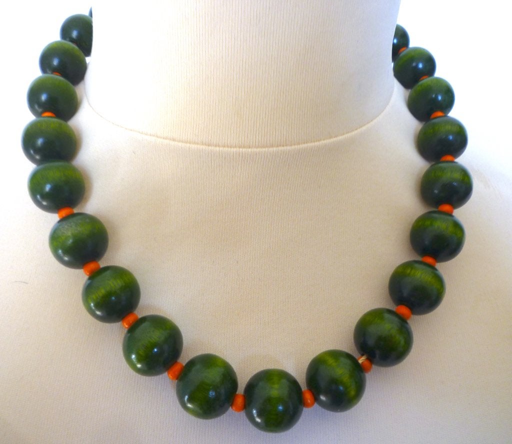 GROENE HOUTEN KETTING, Verzenden, Zo goed als nieuw, Groen, Overige materialen