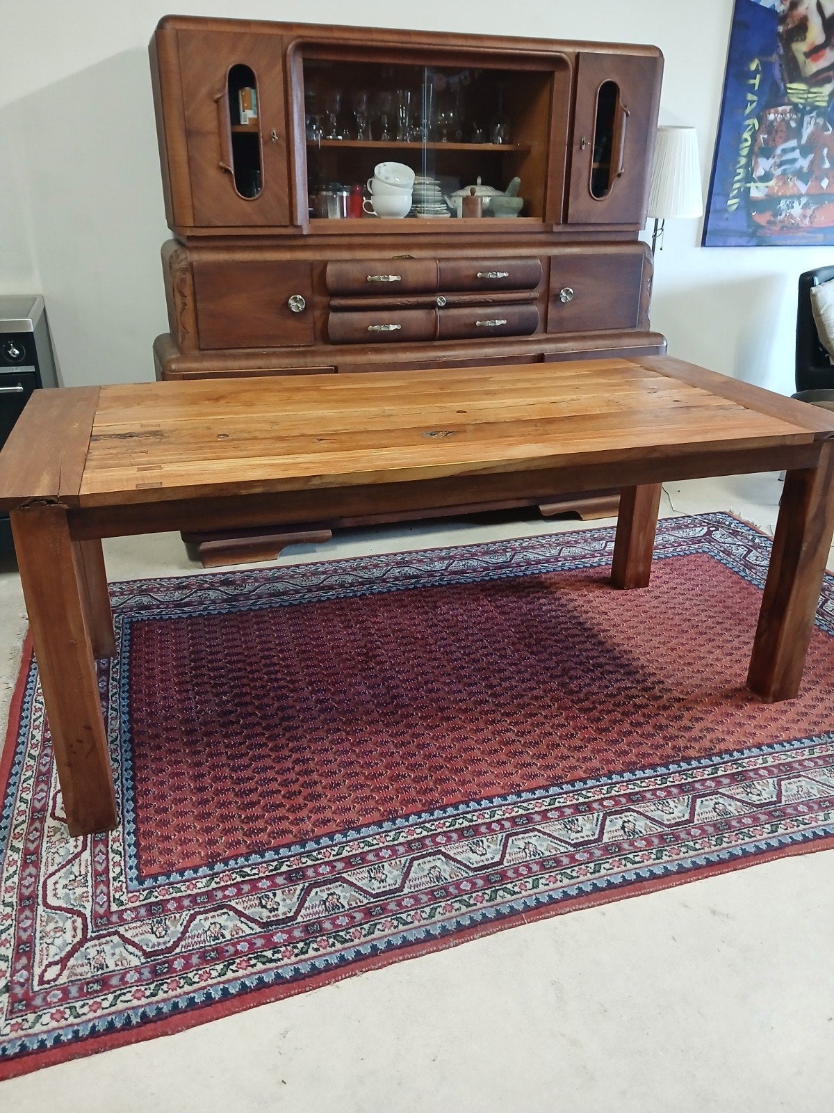 Teak houten tafel, Huis en Inrichting, Tafels | Eettafels, Ophalen of Verzenden, Zo goed als nieuw