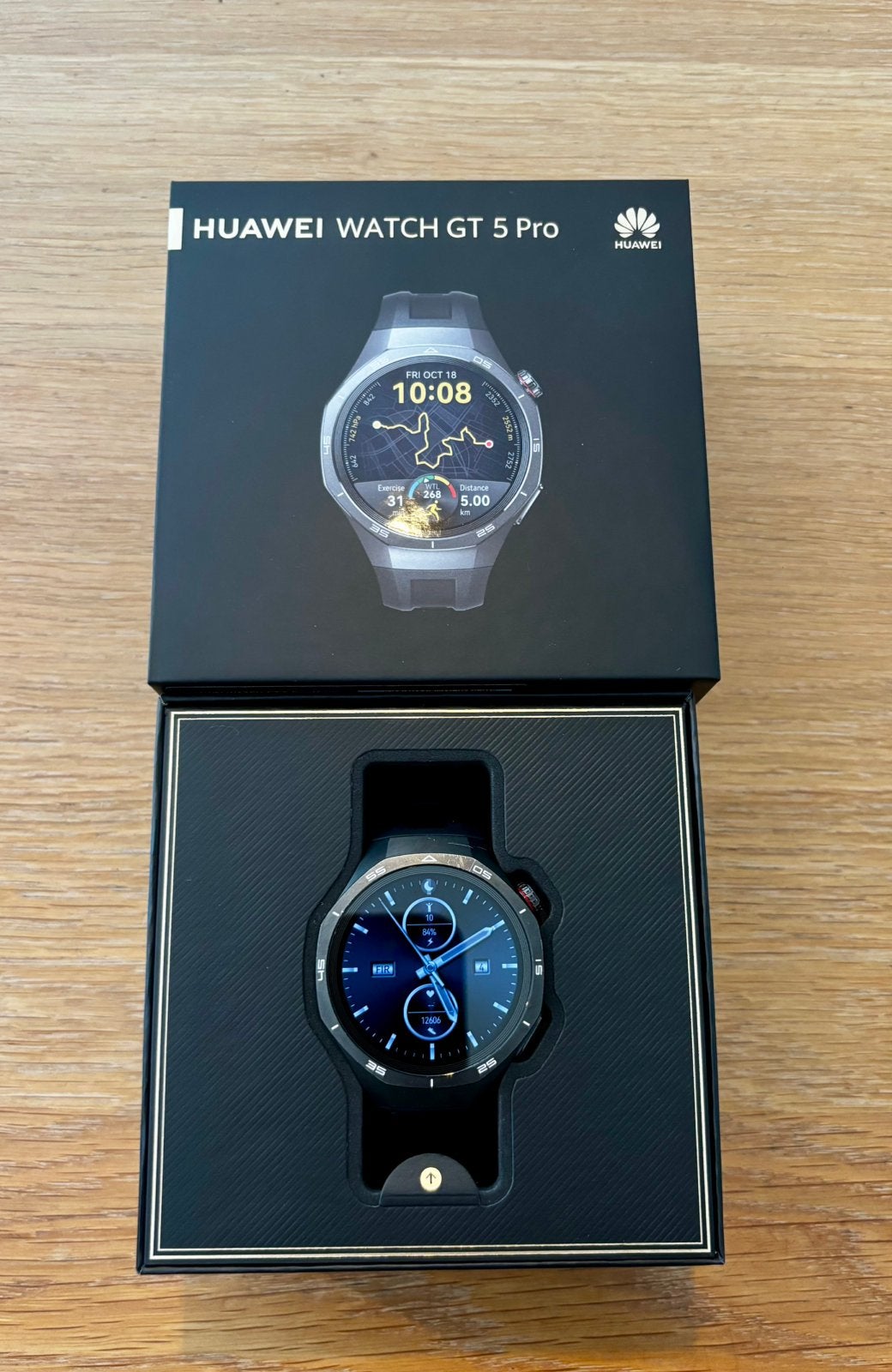 Huawei Watch GT 5 Pro 46mm (zwart) - compleet met doos, Zwart, Ophalen of Verzenden, Zo goed als nieuw, Waterdicht