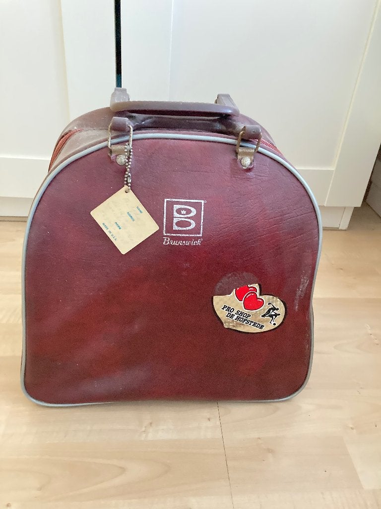 Vintage Brunswick bowling bal set met tas met schoenen, Sport en Fitness, Bowlen, Ophalen, Gebruikt, Overige typen