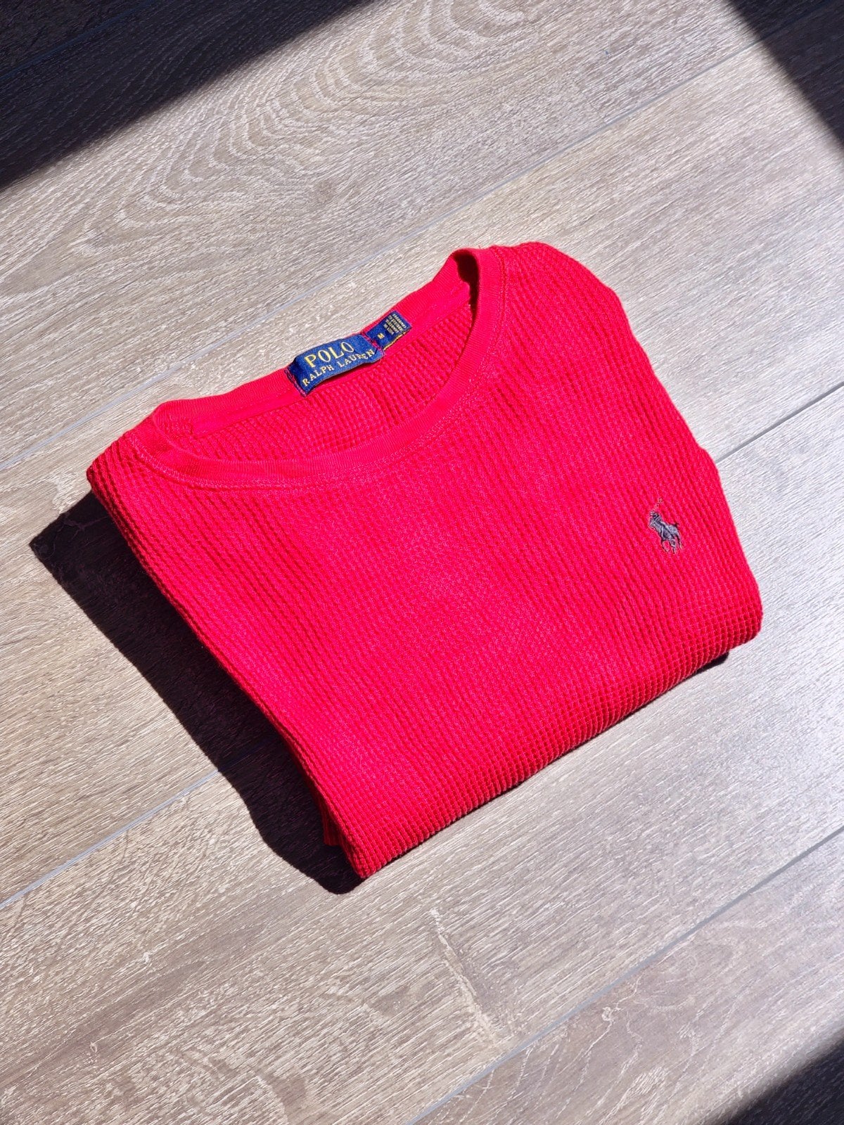 Polo Ralph Lauren Wafel T-shirt Rood Maat M, Kleding | Dames, Ophalen of Verzenden, Zo goed als nieuw, Rood