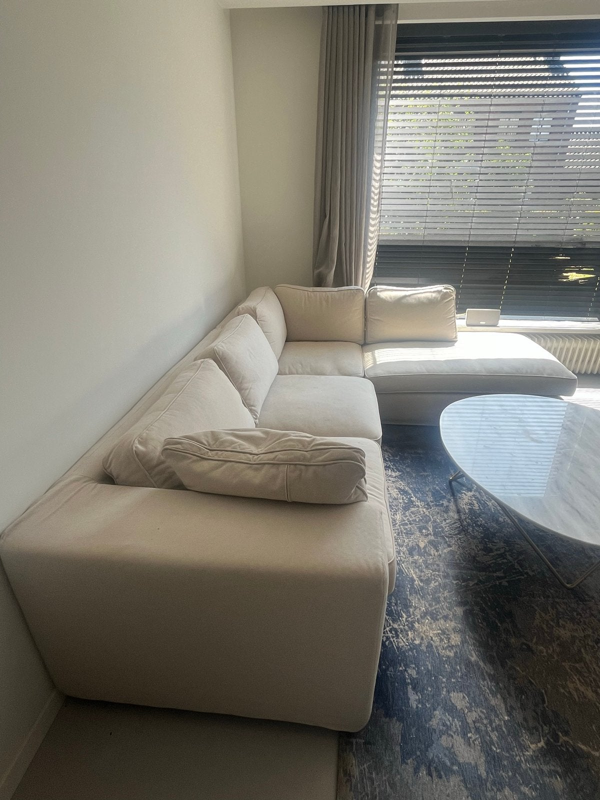 Goossens bank season | Comfortabele Hoekbank - Crèmekleurig, Ophalen, 250 tot 300 cm, Gebruikt, 100 tot 125 cm