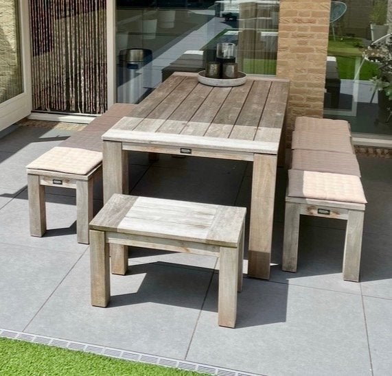 Teak Tuinmeubel Set  ROUGH-X Picknickset, Ophalen, Gebruikt, Eettafel, 6 zitplaatsen