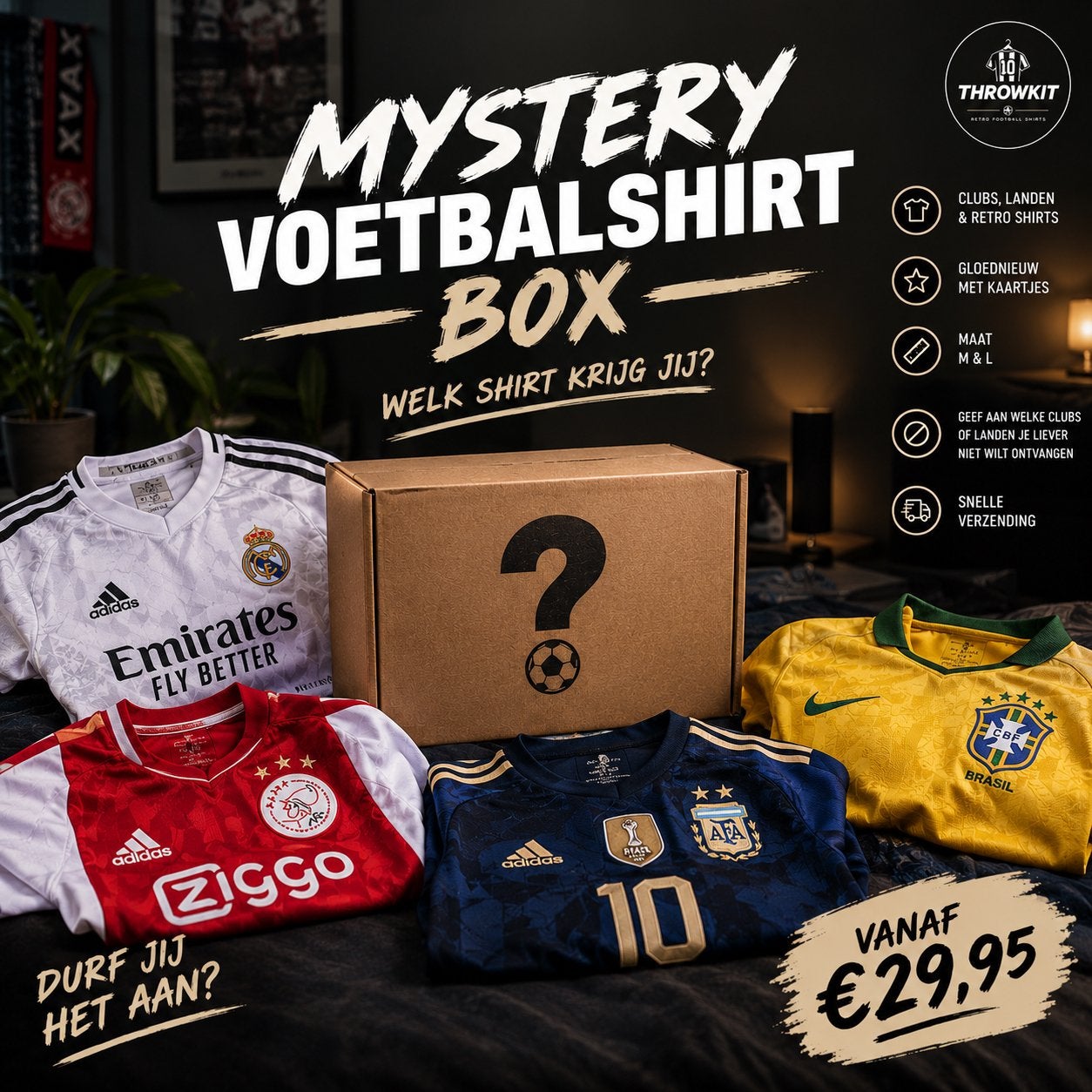 Mystery Voetbalshirt Box | Gloednieuw | Maat M & L, Ophalen of Verzenden, Nieuw, Shirt