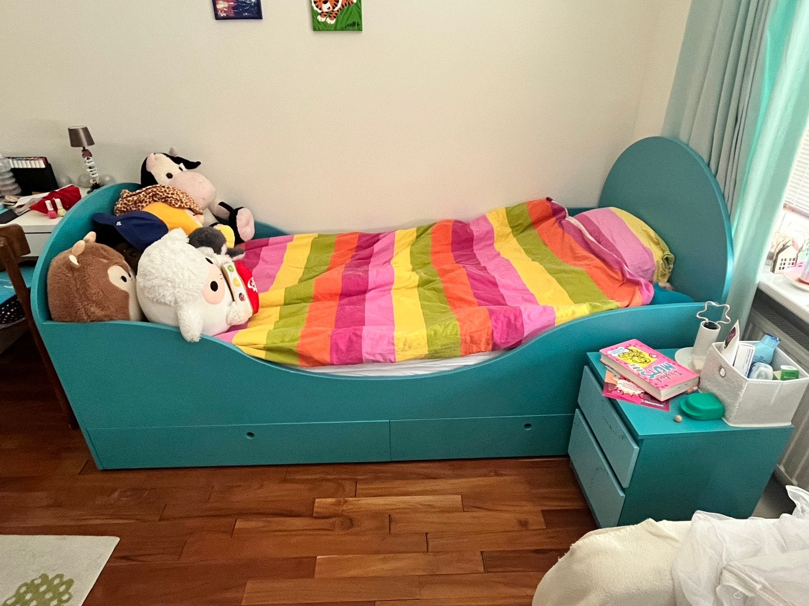 Kinderbed 200x80 met lades, Ophalen, 85 tot 100 cm, Zo goed als nieuw, Lattenbodem