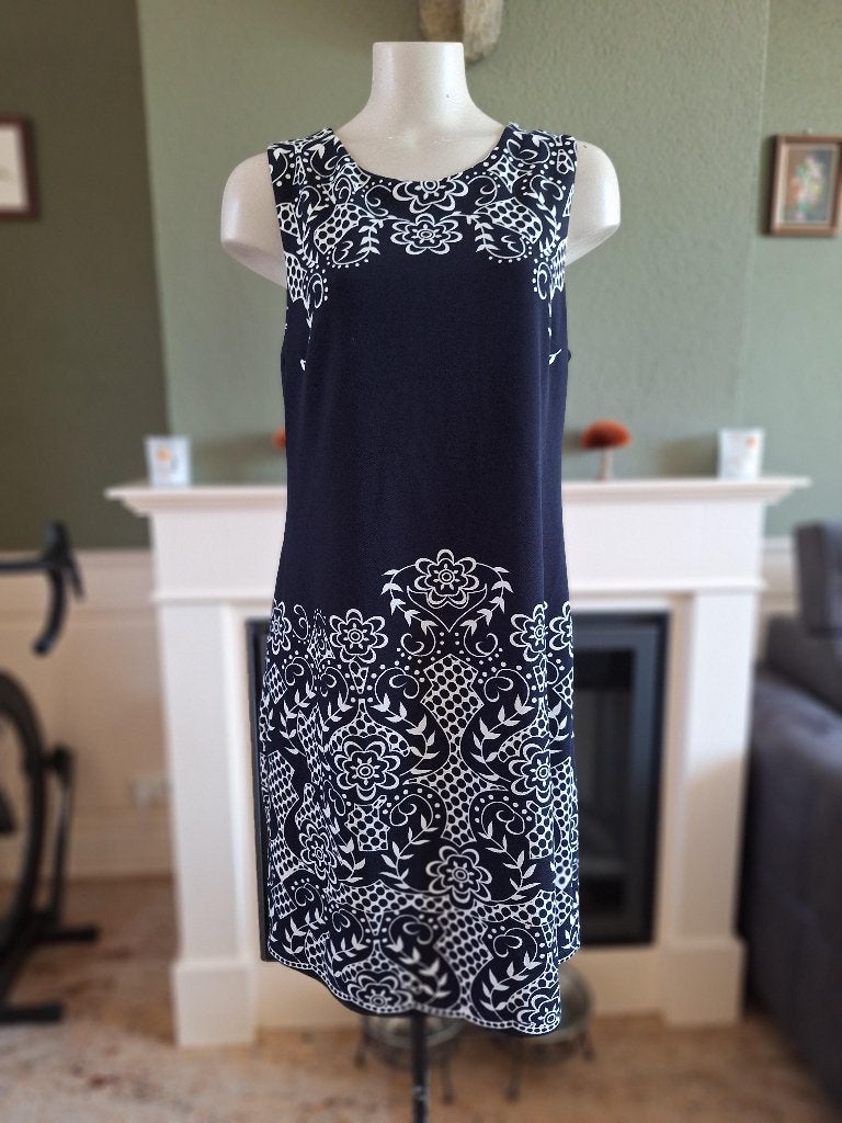 K-Design K Design blauw wit jurk mouwloos XL, Kleding | Dames, Jurken, K-design, Maat 42/44 (L), Zo goed als nieuw, Knielengte