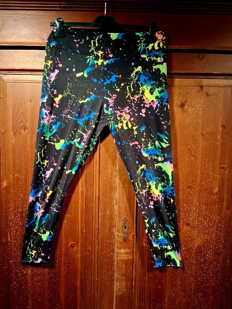 zwart neon splash ink legging 44-46, Legging, Zwart, Nieuw, Ophalen of Verzenden