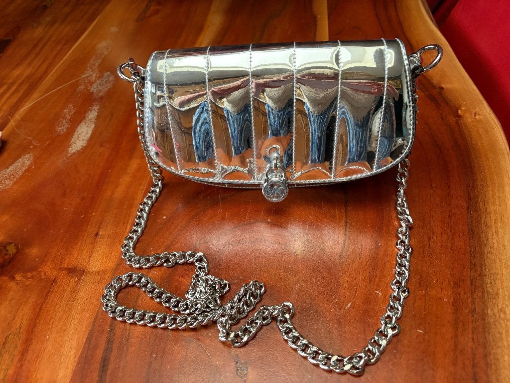 SPIKSPLINTERNIEUWE zilver leren LAK MICHAEL KORS tas MILA, Ophalen of Verzenden, Nieuw, Overige kleuren, Handtas