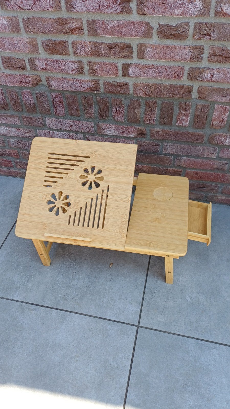 Laptoptafel Picknicktafel Laptophouder Bamboe Hout 55x35x29, Computers en Software, Laptoptafels, Ophalen of Verzenden, Nieuw