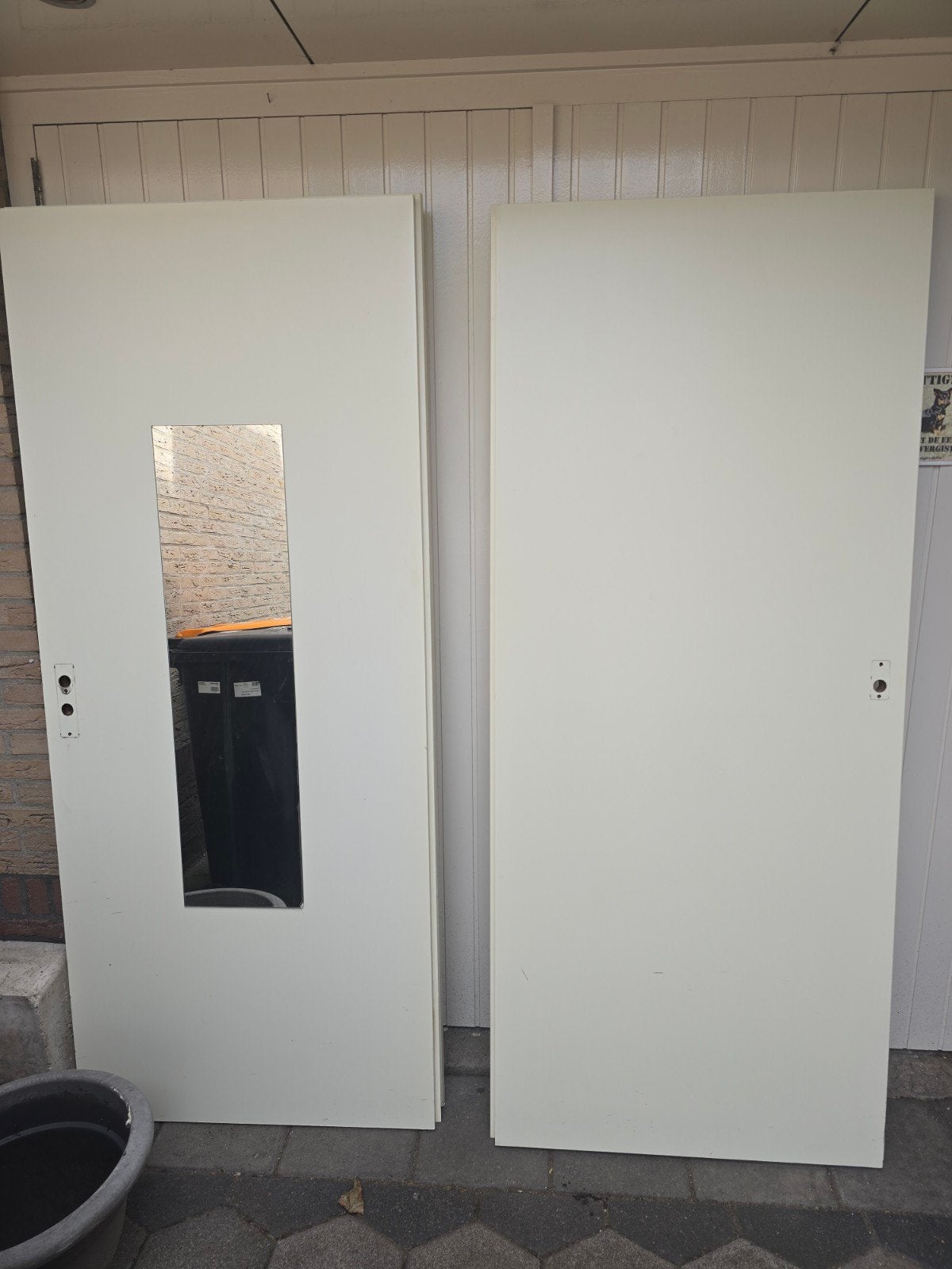 Opdekdeur 201x83cm met klinken, zonder scharnieren, Ophalen, Gebruikt, 80 tot 100 cm, Binnendeur