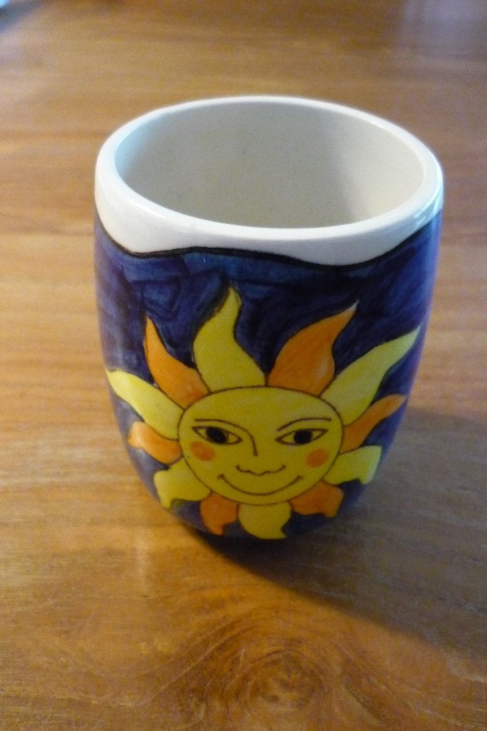 Vaasje & Pennenbakje (met zon & maan & sterren)., Ophalen, Overige kleuren, Handgemaakt, 9 cm