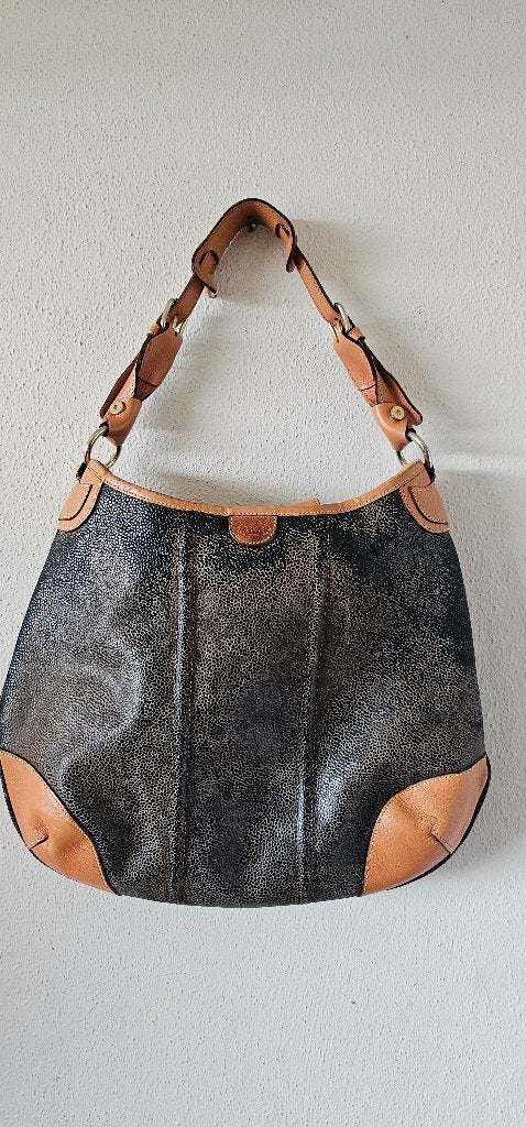 Bric's Handtas - Zwart met Bruine Details (6324), Sieraden, Tassen en Uiterlijk, Ophalen of Verzenden, Gebruikt, Zwart, Handtas