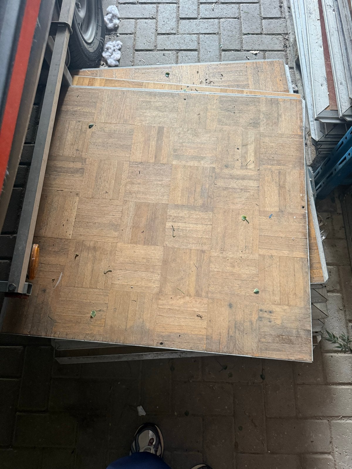Houten dansvloerdelen 90x90 cm, Ophalen, 30 cm of meer, Gebruikt, 50 tot 150 cm