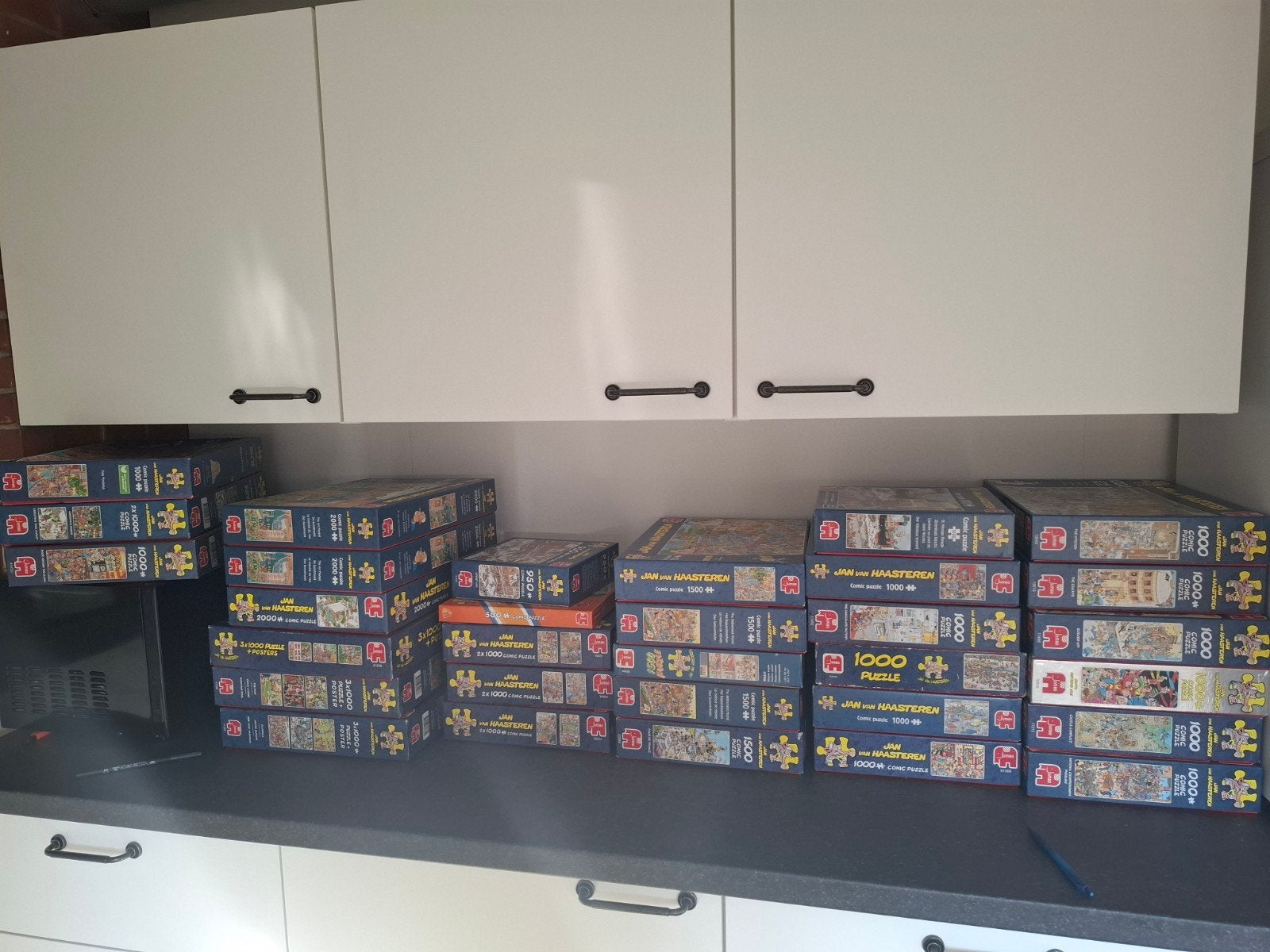 Grote collectie Jan van Haasteren puzzels, Ophalen of Verzenden, 500 t/m 1500 stukjes, Gebruikt, Legpuzzel