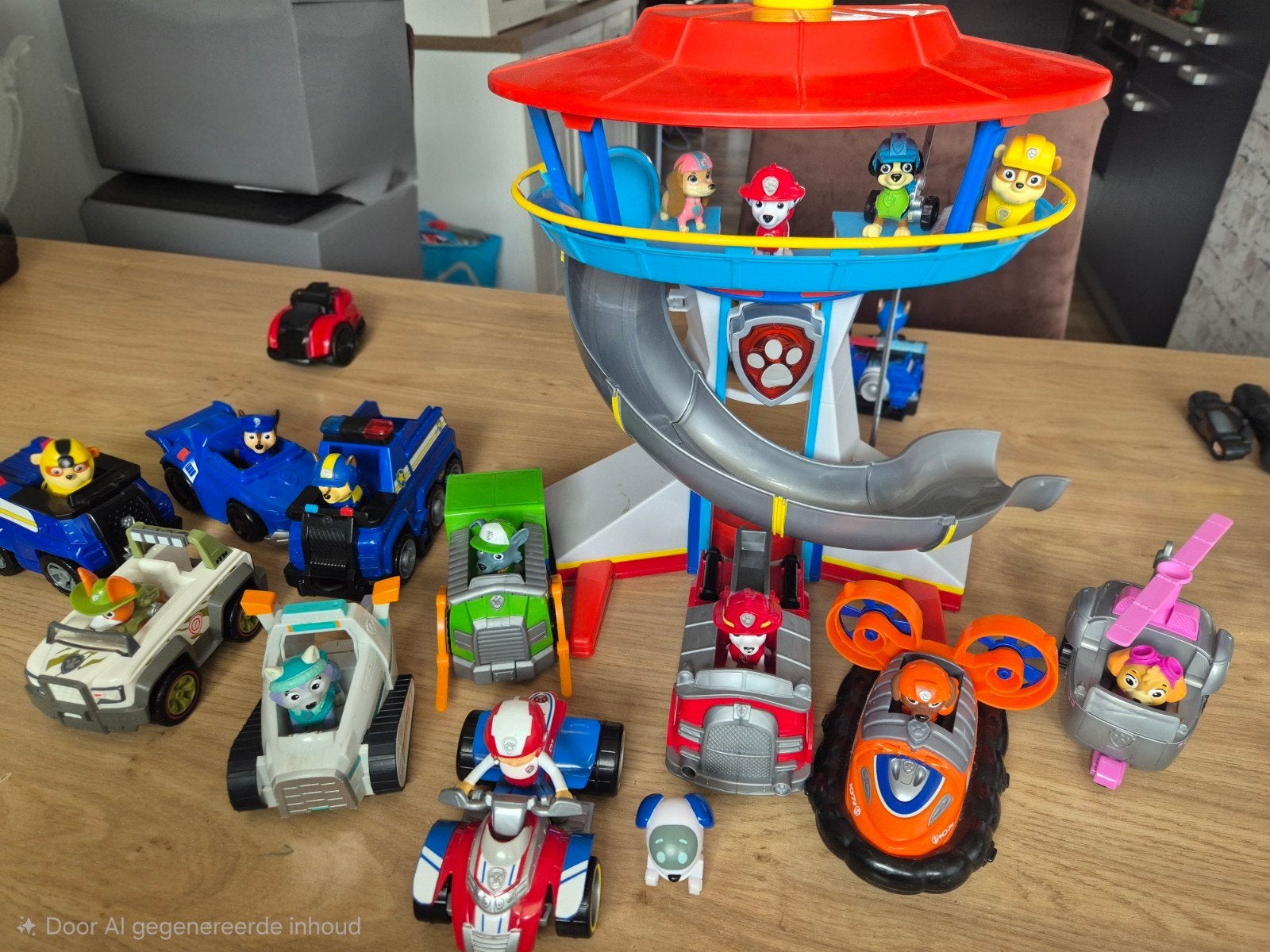 Grote Paw Patrol set met uitkijktoren en voertuigen, Ophalen of Verzenden, Gebruikt