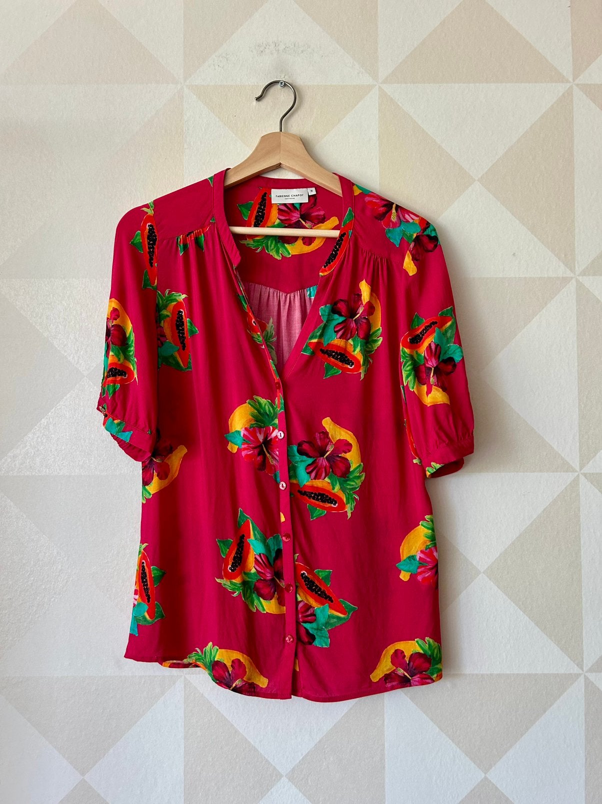 Fabienne Chapot Steff blouse top fruit bloem rood S/36 zgan, Kleding | Dames, Ophalen of Verzenden, Zo goed als nieuw, Fabienne Chapot