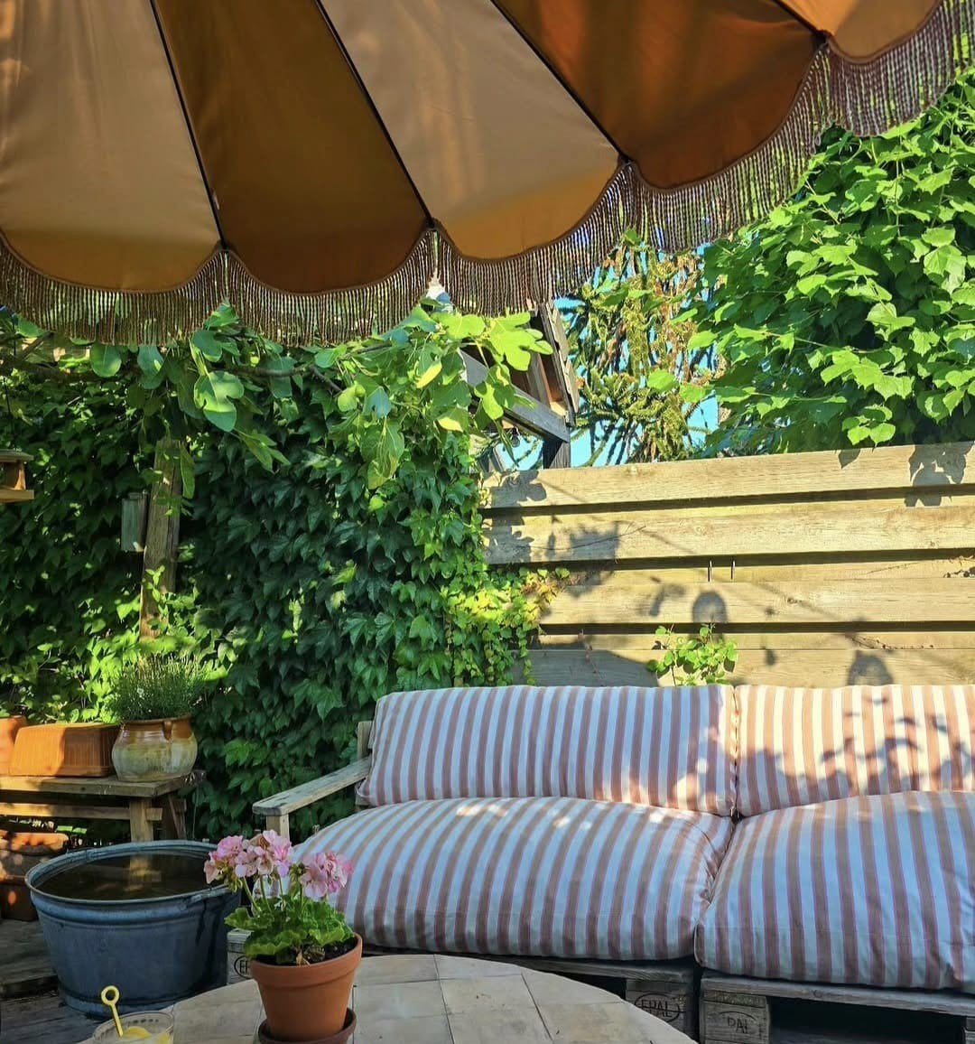 Pallet kussens., Tuin en Terras, Zonneschermen, Ophalen, Zo goed als nieuw, Knikarmscherm