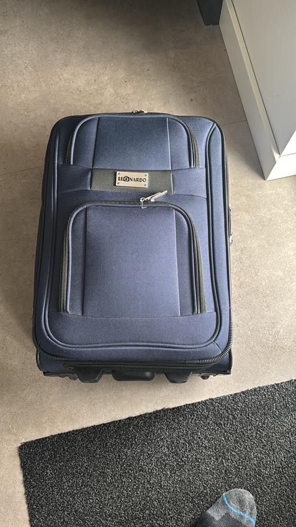 Leonardo Koffer - Handbagage - Blauw, Ophalen, 40 tot 60 cm, 30 cm of meer, Gebruikt
