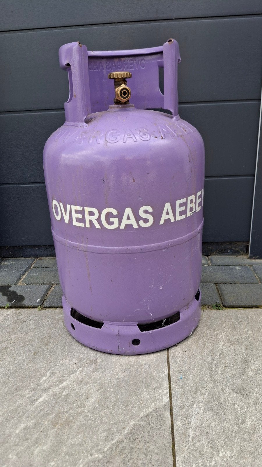 Griekse gasfles Overgas Aebey 11.2KG inclusief Din adapter, Caravans en Kamperen, Ophalen, Gebruikt