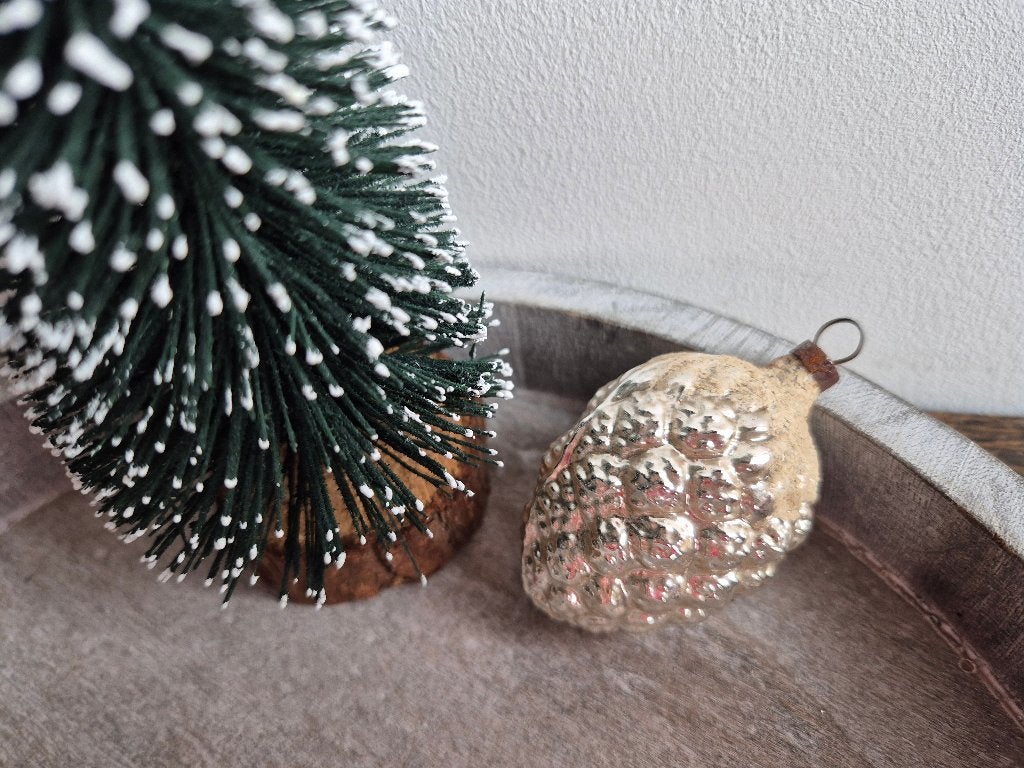 Vintage kerstbal dennenappel zilver 484, Diversen, *, Gebruikt, *, Ophalen of Verzenden