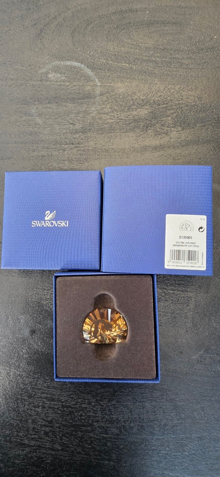 Swarovski Leeuwenkop Paperweight - Golden Shadow Kristal, Verzamelen, Swarovski, Ophalen, Zo goed als nieuw, Figuurtje