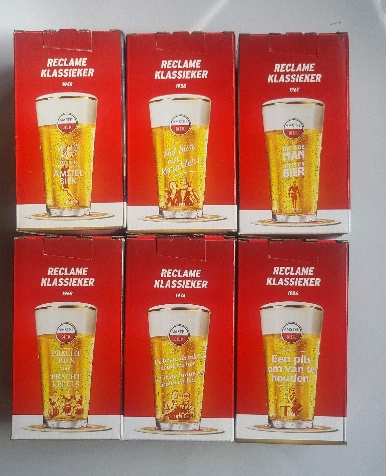 amstel bierglazen in originele doos, 6 stuks, Ophalen of Verzenden, Glas of Glazen, Amstel