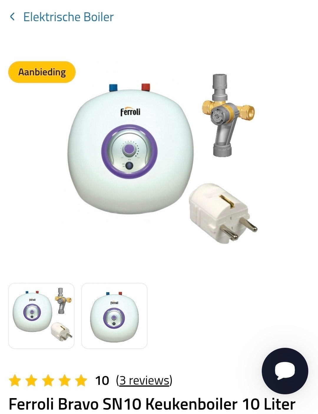 Ferroli Bravo SN10 Keukenboiler 10 Liter - Nieuw in doos, Nieuw, Minder dan 3 jaar oud, Minder dan 20 liter, Boiler