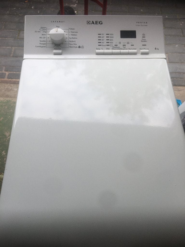 Aangeboden AEG WASMACHINE , 6kg. Pomp is verstopt of defect, Ophalen, Gebruikt, Bovenlader, 85 tot 90 cm