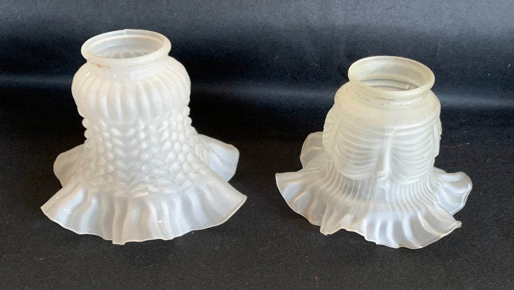 2 brocante lampenkapjes (rokkapje), Gebruikt, Overige typen, Wit, Rond