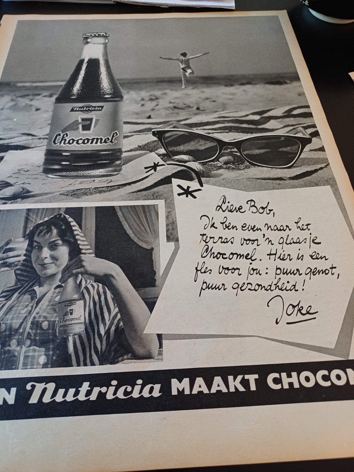 advertentie van Nutricia Chocomel Bob 1958, Ophalen of Verzenden, Zo goed als nieuw, Overige typen