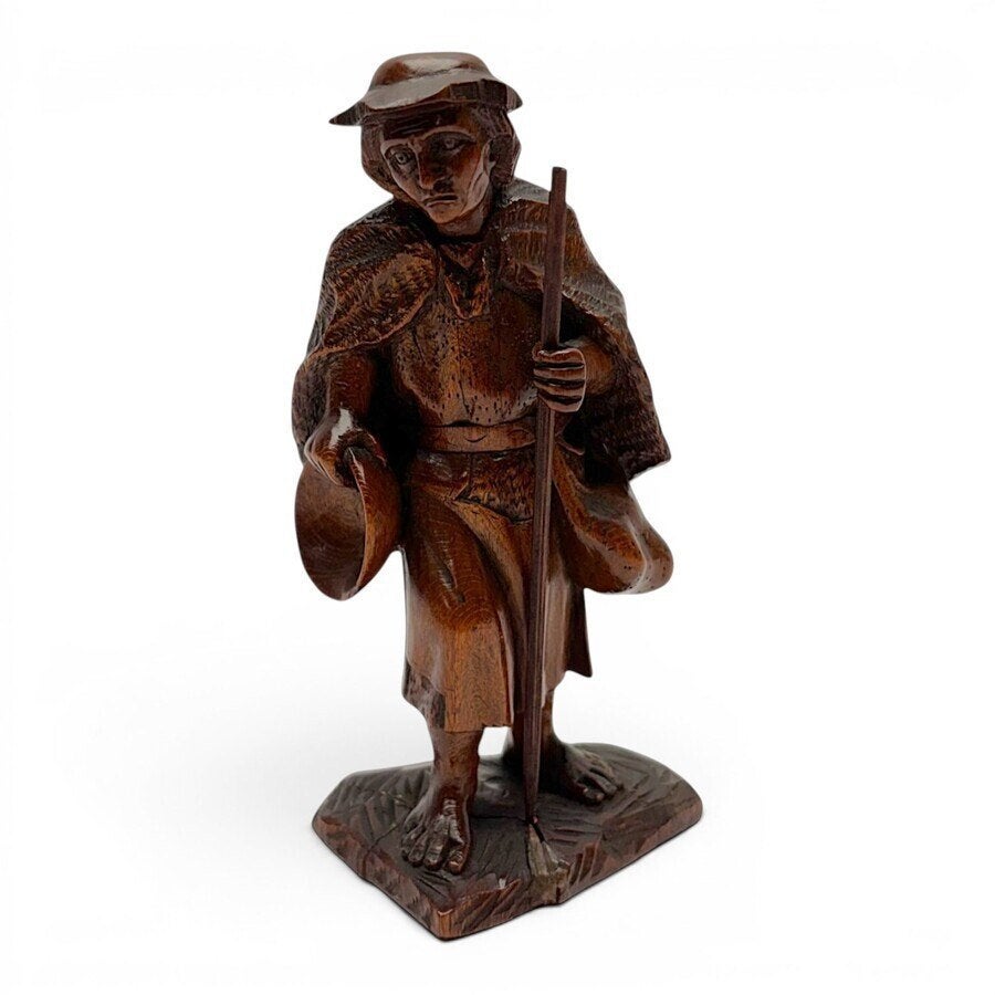 19e-eeuwse bedelmonnik van hout, Antiek en Kunst, Ophalen of Verzenden, Hout, Houtsnijwerk, Man