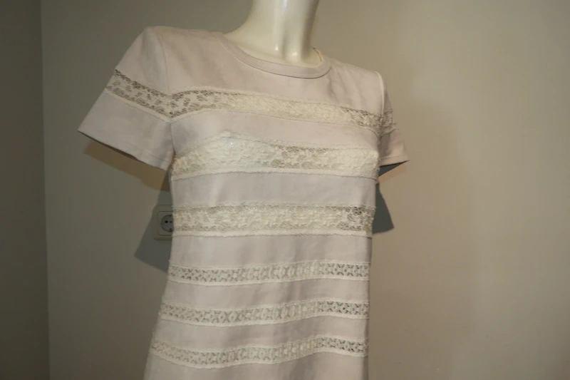 Marccain shirt suedine look banen open gewerkte kant N3 M, Maat 38/40 (M), Overige kleuren, Verzenden, Zo goed als nieuw