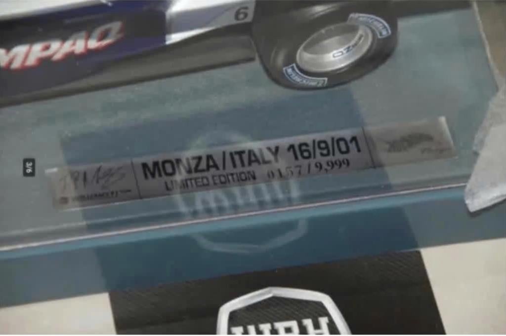 1:18 F1 WILLIAMS MONZA 2001 MONTOYA Hotwheels special WRH, Verzenden, Zo goed als nieuw, Auto, Hot Wheels