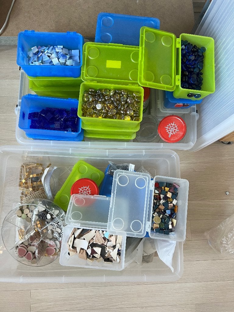 Mozaïek stenen met tangen en materialen, Ophalen, Gebruikt, Meerkleurig, Knutselset