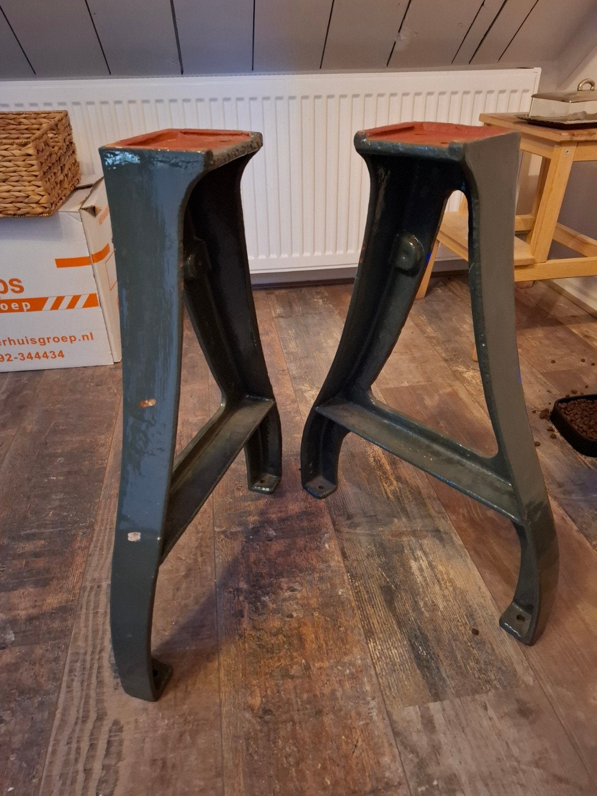 Gietijzeren Industriële Poten (2 stuks) - 60x43cm, Huis en Inrichting, Ophalen, Gebruikt, Metaal of Aluminium, 60 cm of meer