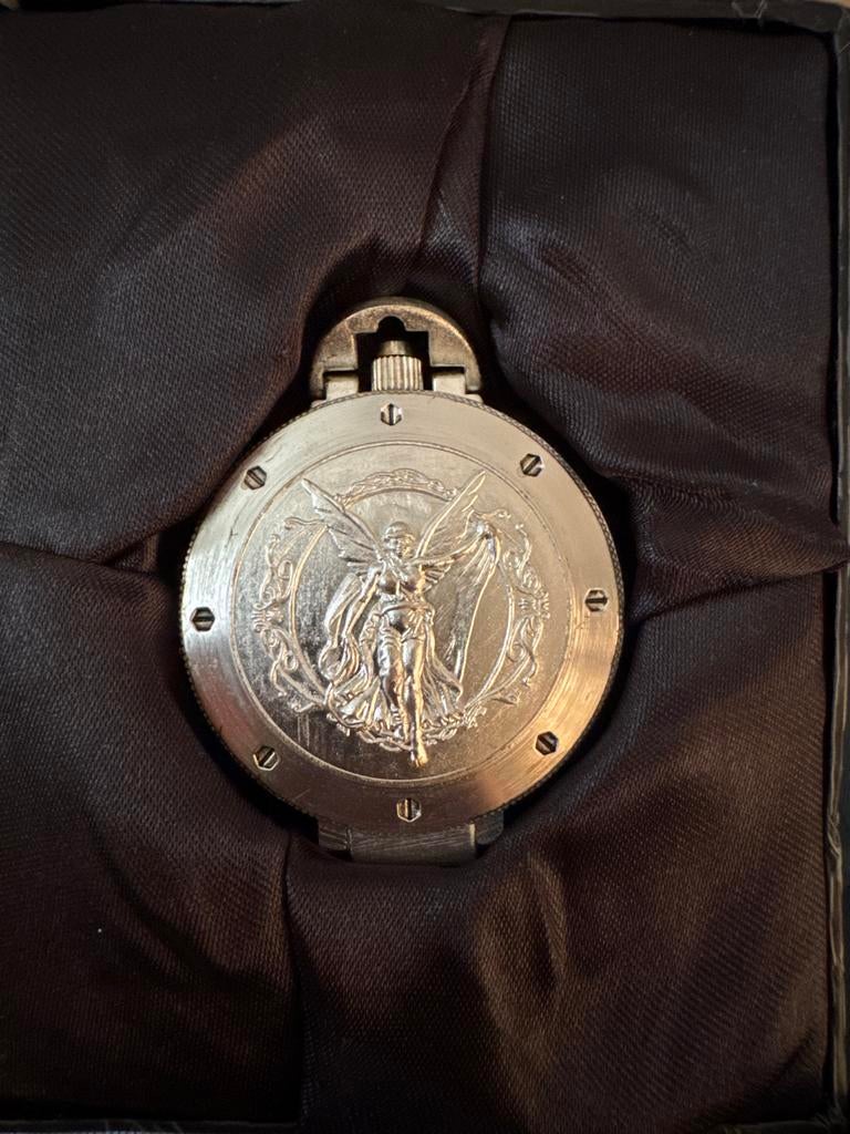Olimpia Zakhorloge Zilver - Als Nieuw met Engelen Gravure, Overige merken, Zakhorloge, Ophalen of Verzenden, Onbekend