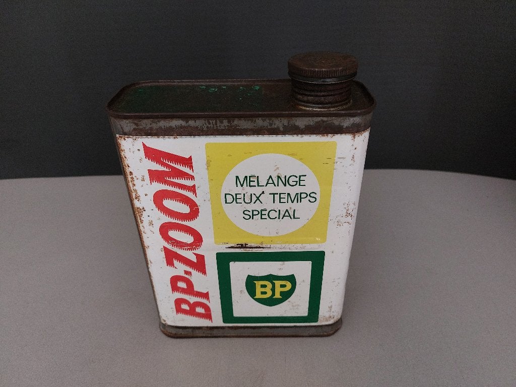 Vintage BP-ZOOM Mengsmering Benzine blik - Olie blik, Verzamelen, Ophalen of Verzenden, Gebruikt, Gebruiksvoorwerp