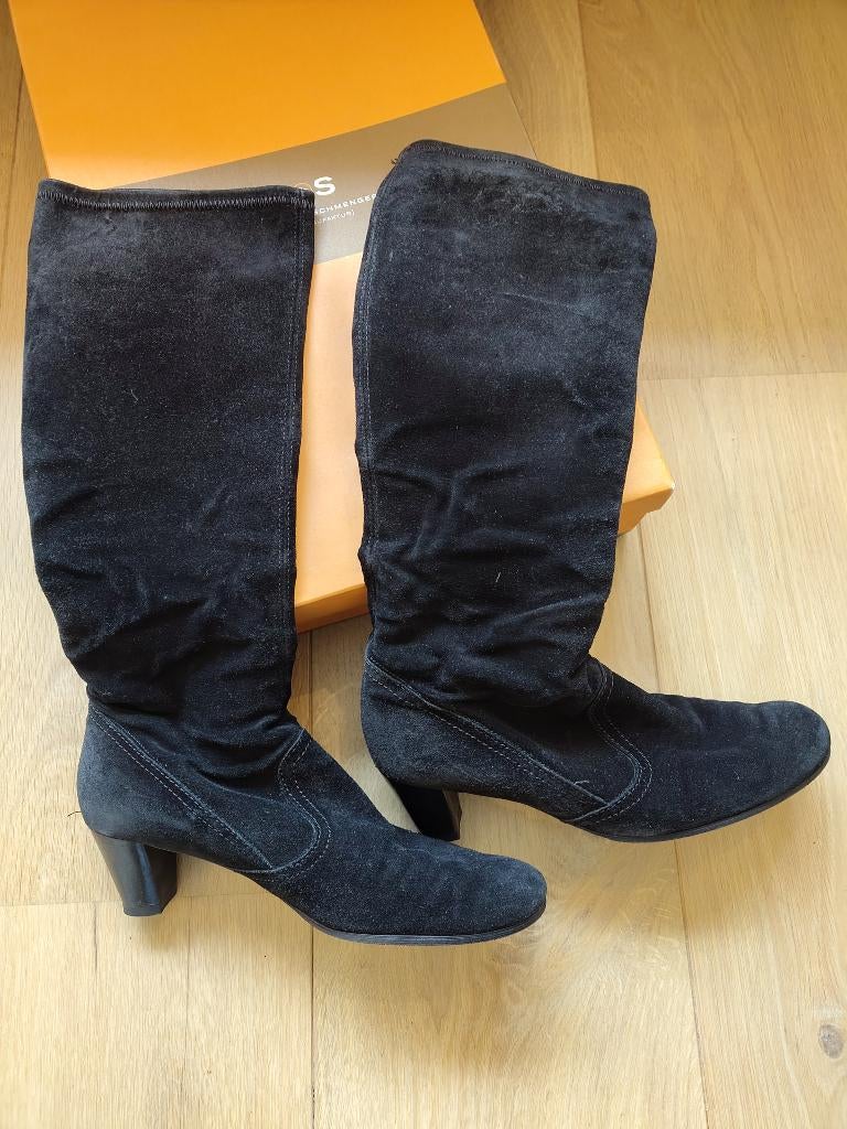 zwarte stretch‑suede laarzen – maat 5,5 ( 38,5/39) van K+S, Kleding | Dames, Schoenen, Gedragen, Hoge laarzen, Zwart, Ophalen of Verzenden