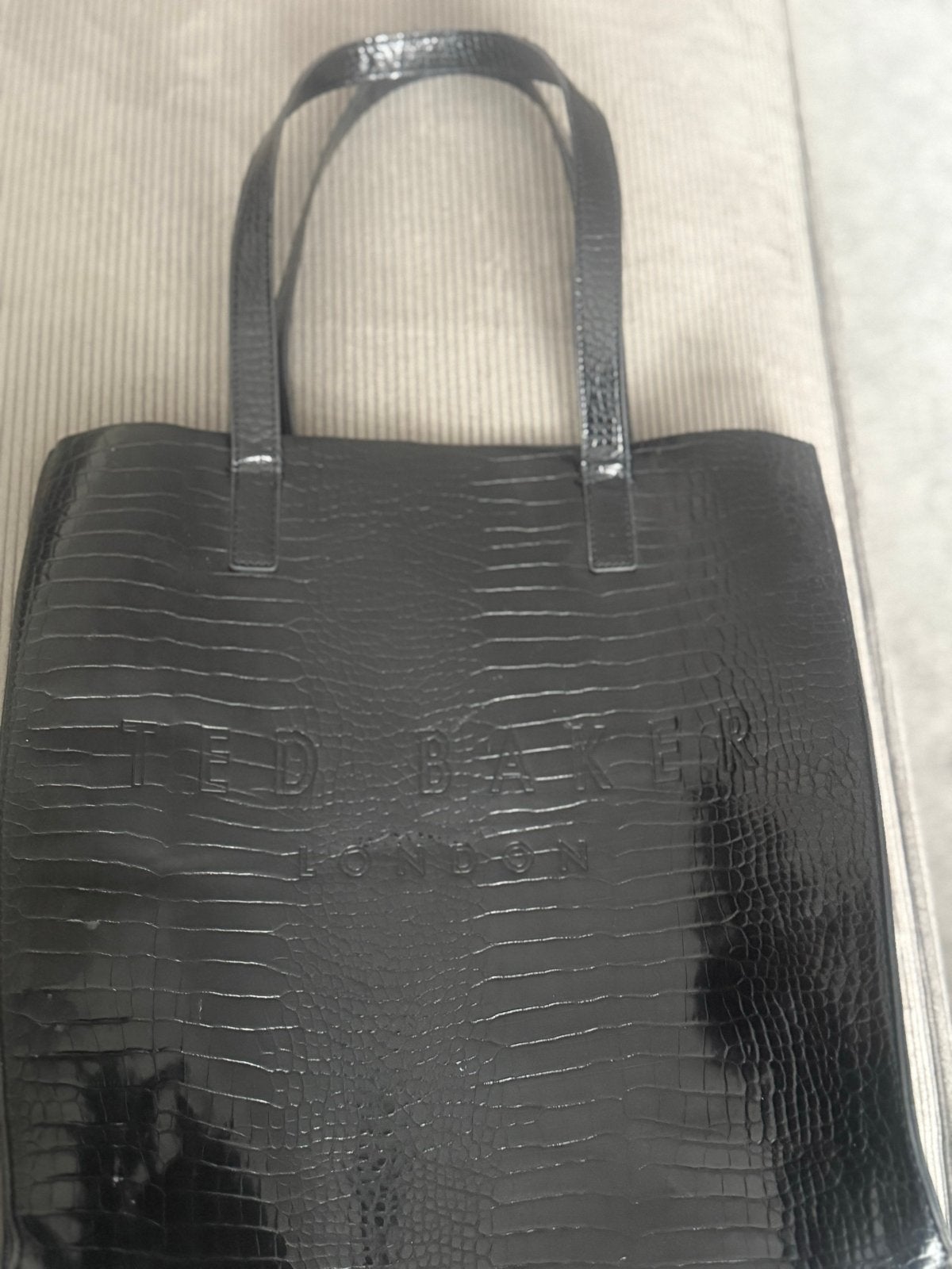 Ted Baker London Shopper Tas Zwart Krokodillenprint, Ophalen of Verzenden, Zo goed als nieuw, Zwart, Shopper