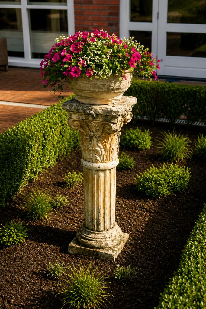 Klassieke massieve stenen zuil/sokkel, luxe tuinornament, Huis en Inrichting, Woonaccessoires | Zuilen en Pilaren, Ophalen, Zo goed als nieuw