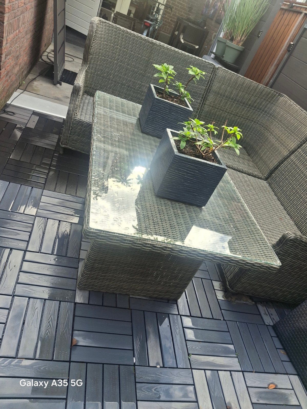Wicker loungeset tafel - Zo goed als nieuw, 3 zitplaatsen, Ophalen of Verzenden, Zo goed als nieuw, Loungeset
