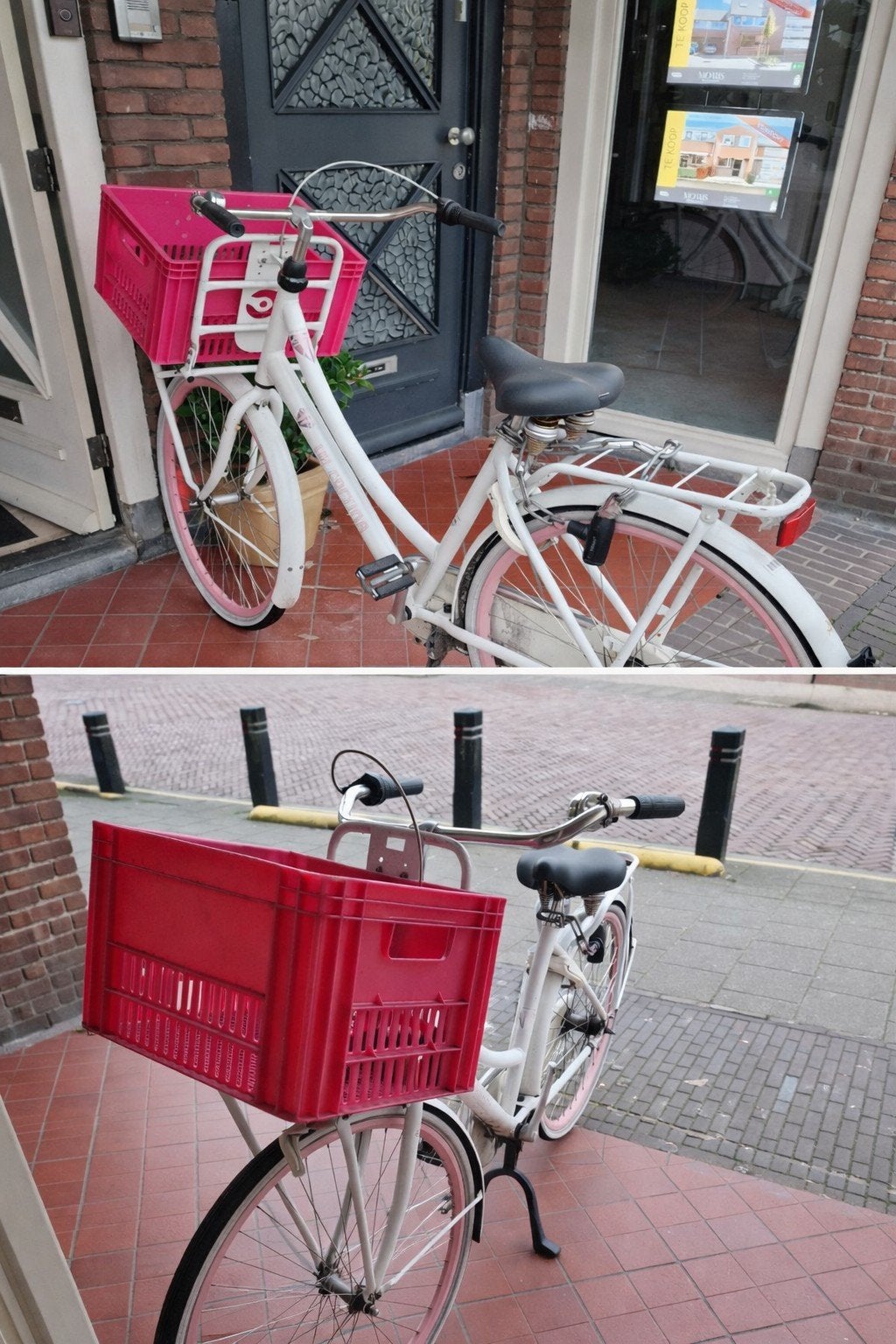 Cortina fiets met krat, Terugtraprem, Gebruikt, Versnellingen, 50 tot 53 cm