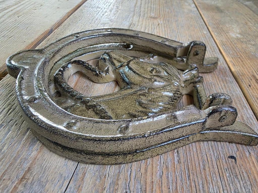 DEURKLOPPER / GIETIJZER / HOEFIJZER MET PAARDENHOOFD, Huis en tuin decoratie Marie, Nieuw, Info@huisentuindecoratiemarie.nl, Peize